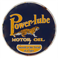 Power-lube Smooth Motor Oil Metal Sign - 30" Round