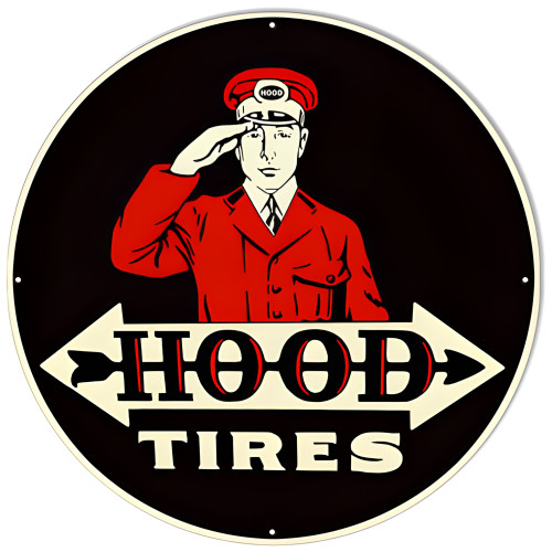 Hood Tires Reproduction Gas Station Metal Sign - 24" x 24"