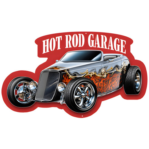 Hot Rod Garage Laser Cut Out 3D Wall Art Metal Sign - 12.5" x 21"