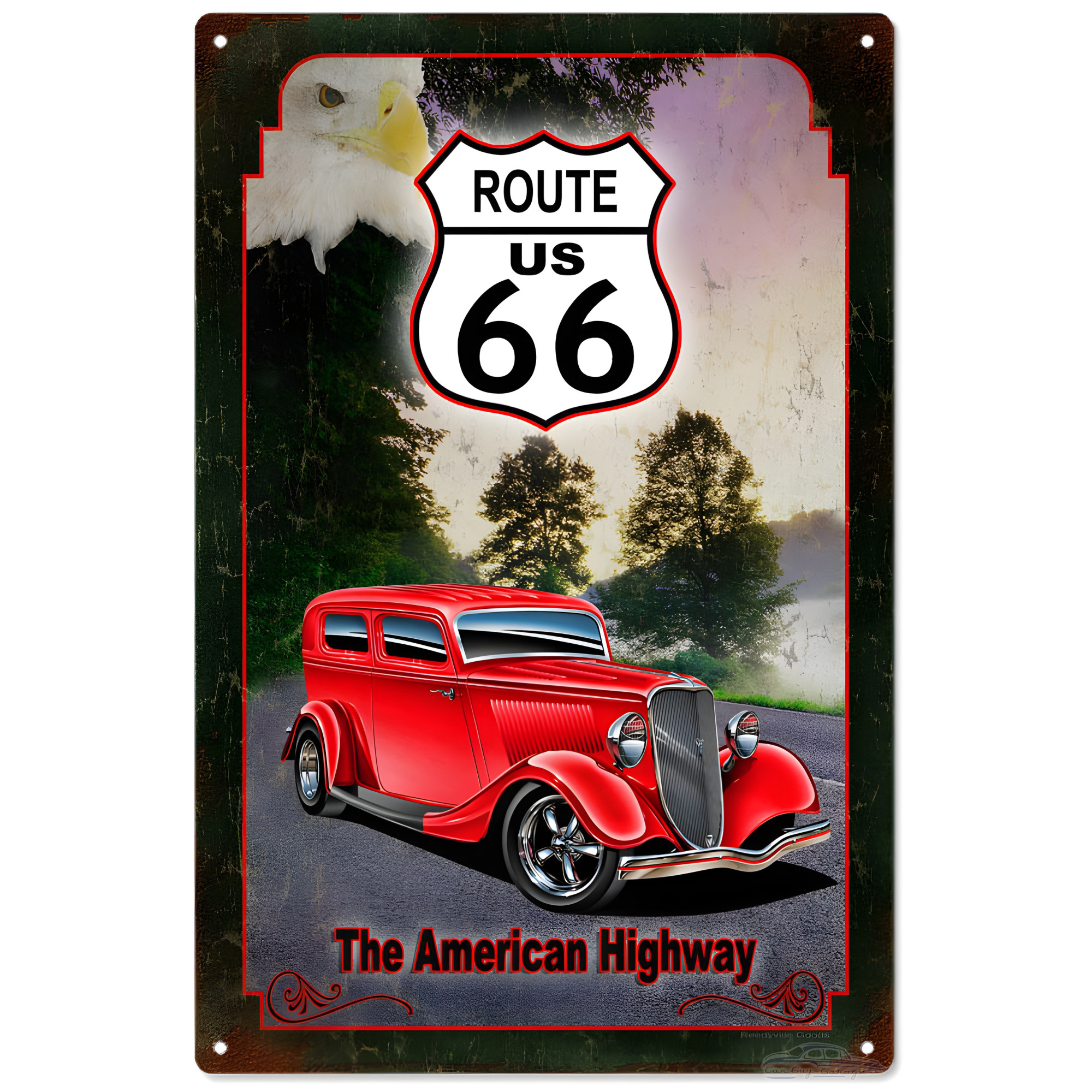 Garage Shop Route 66 The American Highway Metal Sign - 16" x 24"