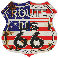 Route US 66 Metal Sign - 15" x 15"