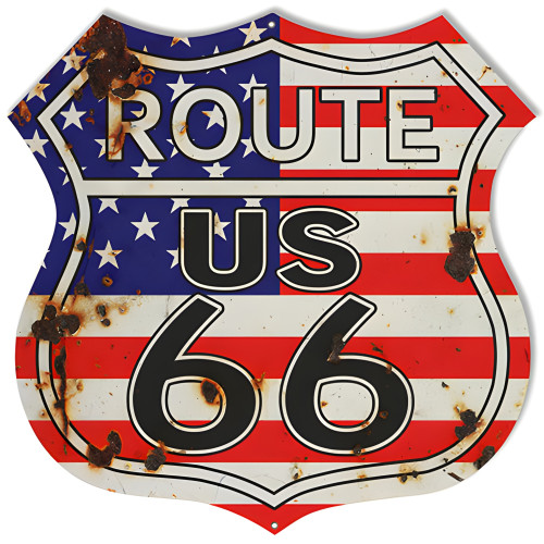 Route US 66 Metal Sign - 15" x 15"