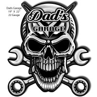 Dads Garage Cut Out Garage Art Metal Sign - 19" x 22"