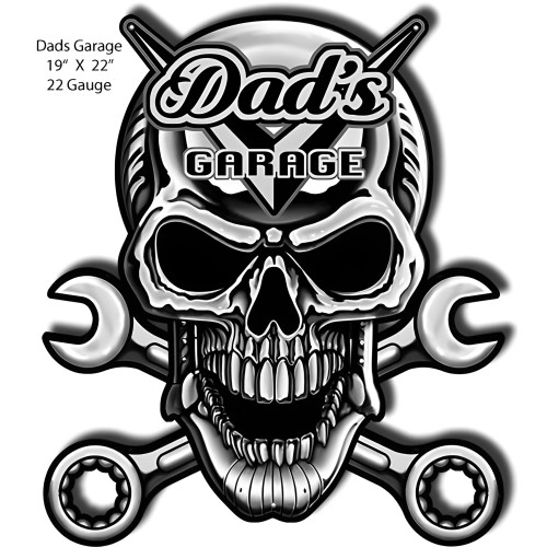 Dads Garage Cut Out Garage Art Metal Sign - 19" x 22"