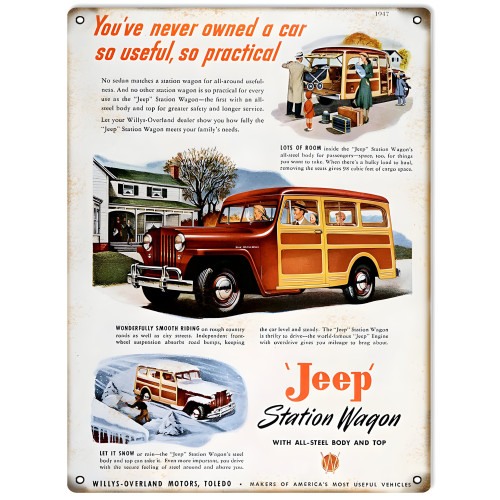 Jeep Station Wagon Metal Sign - 9" x 12"
