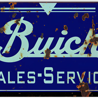 Blue Buick Sales and Service Gas Station Metal Sign - 16
