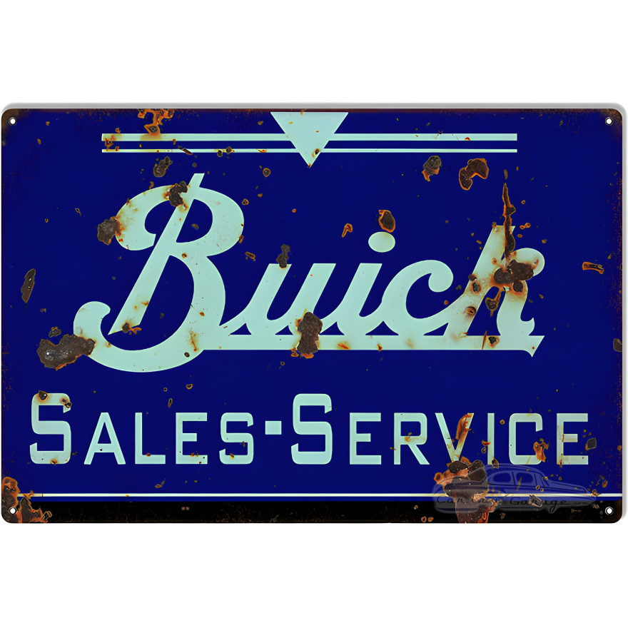 Blue Buick Sales and Service Gas Station Metal Sign - 16" x 24" Blue Buick Sales and Service Gas Station Metal Sign - 16" x 24"