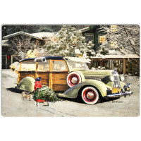 Woodie At Christmas Time Metal Sign - 12" x 18"