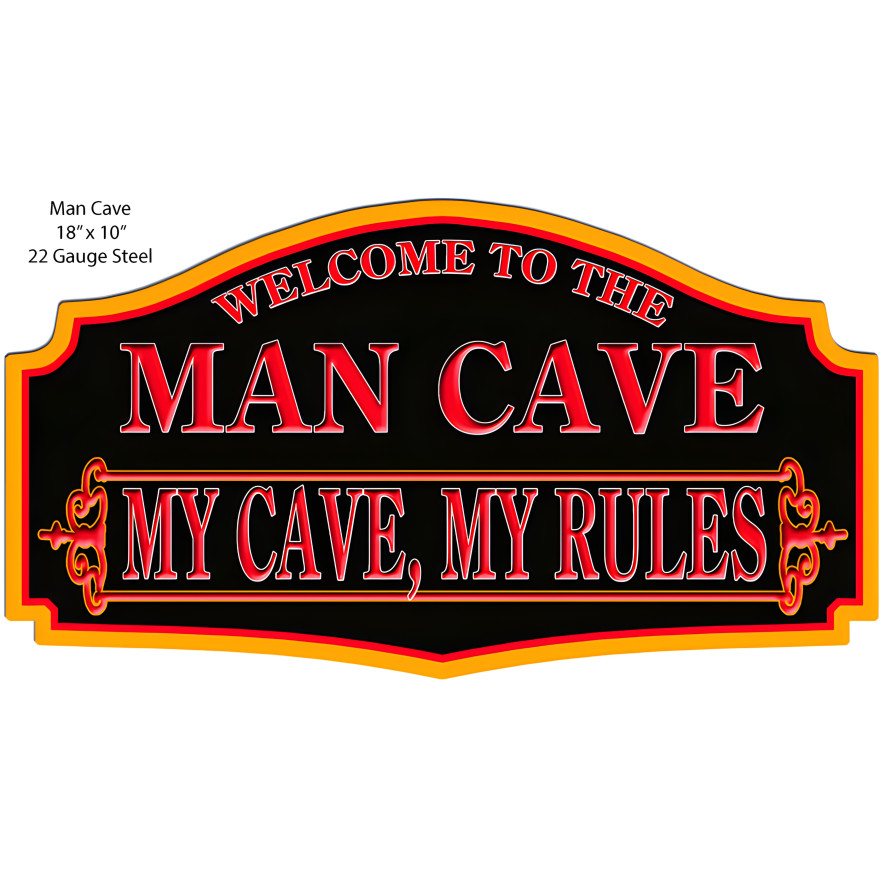 Welcome To The Man Cave My Rules Metal Sign - 10" x 18" Welcome To The Man Cave My Rules Metal Sign - 10" x 18"