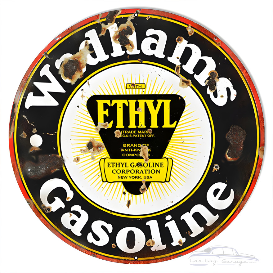 Wadhams Ethyl Gasoline Metal Sign - 18" Round Wadhams Ethyl Gasoline Metal Sign - 18" Round