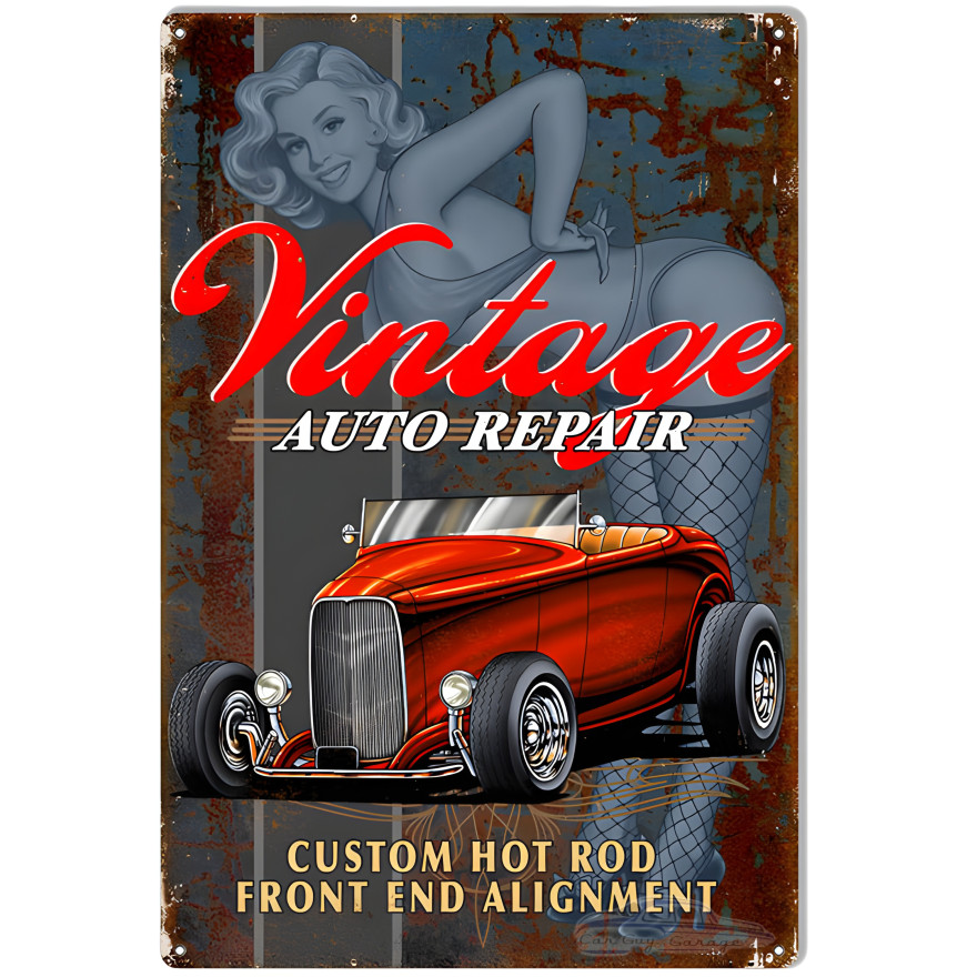 Custom Hot Rod Pin Up Girl Vintage Looking Garage Art Metal Sign - 12" x 18" Custom Hot Rod Pin Up Girl Vintage Looking Garage Art Metal Sign - 12" x 18"