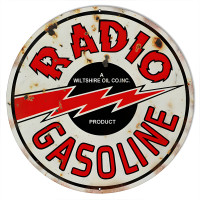 Radio Gasoline Motor Oil Metal Sign - 18" Round