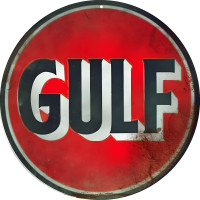 Gulf Motor Oil And Gasoline Metal Sign - 14" Round