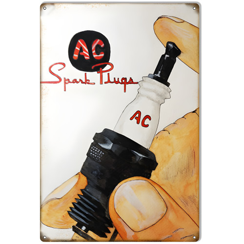 AC Spark Plugs Gas Station Metal Sign - 12" x 18"