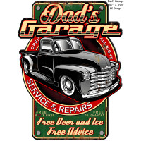 Dad's Garage Truck Metal Sign - 14.7" x 19.6"
