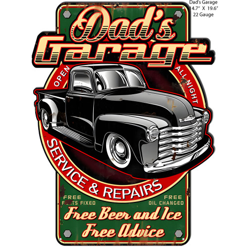 Dad's Garage Truck Metal Sign - 14.7" x 19.6"