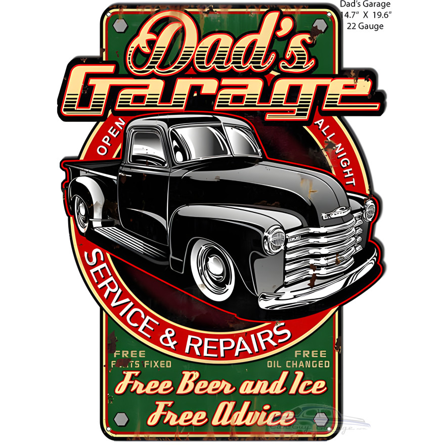 Dad's Garage Truck Metal Sign - 14.7" x 19.6" Dad's Garage Truck Metal Sign - 14.7" x 19.6"