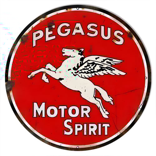 Pegasus Motor Oil Metal Sign - 30" Round