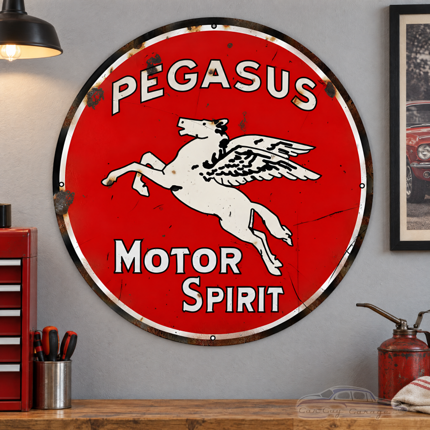 Pegasus Motor Oil Metal Sign - 30" Round