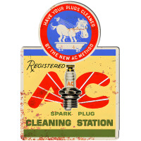 Registered AC Spark Plug Cleaning Station Metal Sign - 16.5" x 23.1"