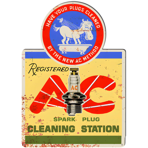 Registered AC Spark Plug Cleaning Station Metal Sign - 16.5" x 23.1"