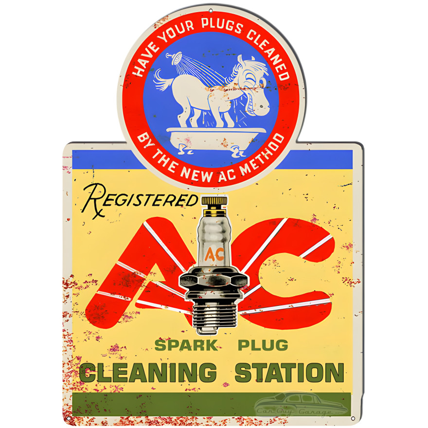 Registered AC Spark Plug Cleaning Station Metal Sign - 16.5" x 23.1" Registered AC Spark Plug Cleaning Station Metal Sign - 16.5" x 23.1"