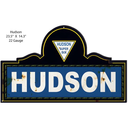 Hudson Super Six Vintage Metal Sign - 23" x 14.5"