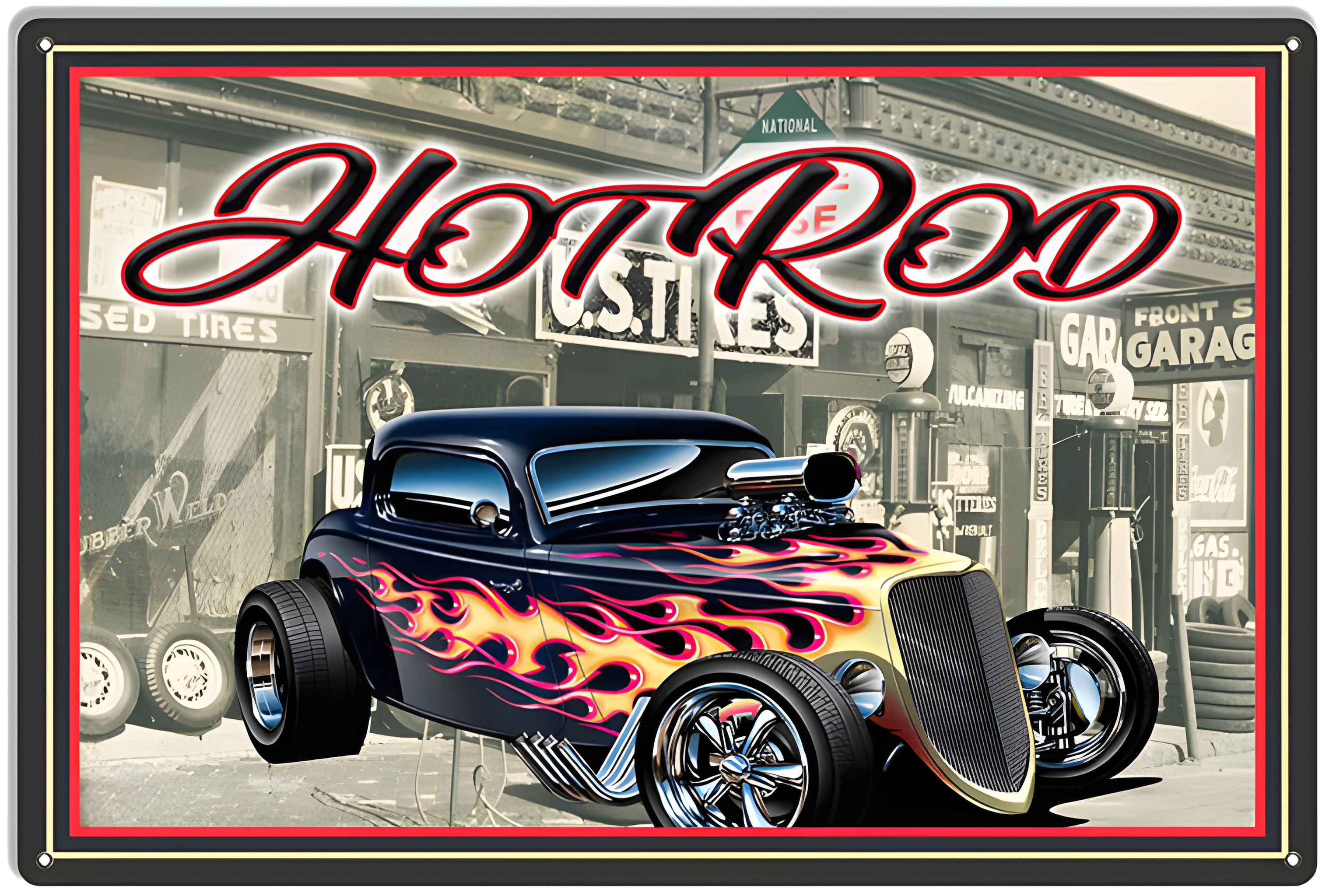 Hot Rod Classic Car Man Cave Garage Shop Metal Sign - 16