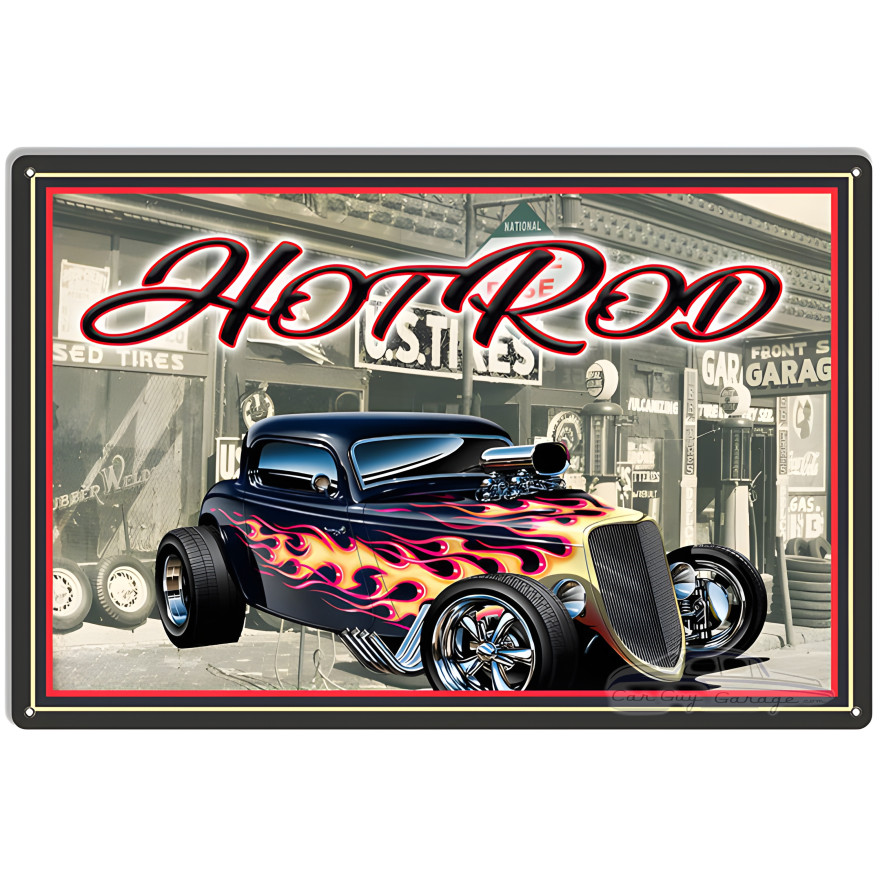 Hot Rod Classic Car Man Cave Garage Shop Metal Sign - 16" x 24" Hot Rod Classic Car Man Cave Garage Shop Metal Sign - 16" x 24"
