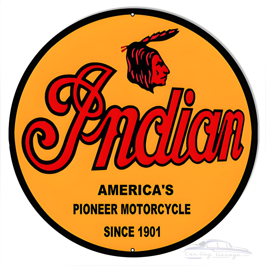 Indian Motorcycle 1901 Series Metal Sign - 24" Round Indian Motorcycle 1901 Series Metal Sign - 24" Round