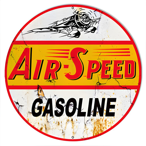 Air Speed Gasoline Reproduction Vintage Looking Motor Oil Metal Sign - 18" Round