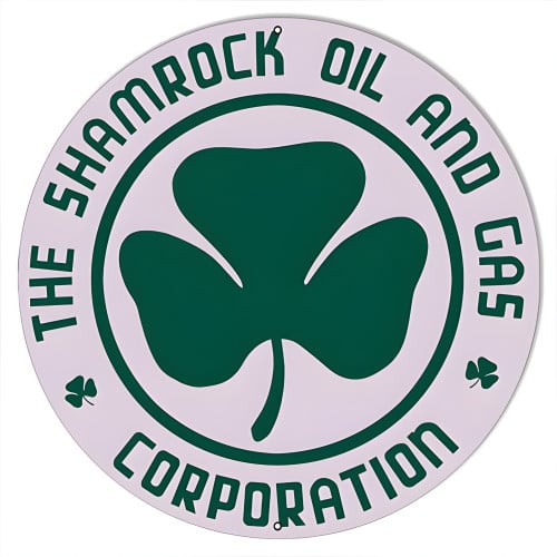 Shamrock Corporation Oil And Gas Metal Sign - 24" Round