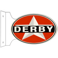 Derby Gasoline Double Sided Flange Metal Sign - 12" x 18"