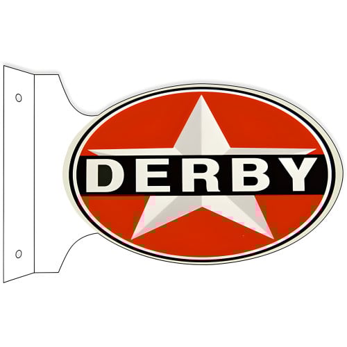 Derby Gasoline Double Sided Flange Metal Sign - 12" x 18"