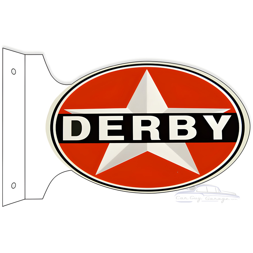 Derby Gasoline Double Sided Flange Metal Sign - 12" x 18" Derby Gasoline Double Sided Flange Metal Sign - 12" x 18"