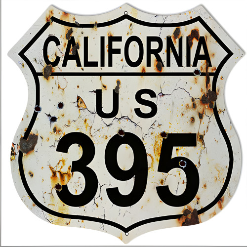 California US 395 Route Sign Metal Sign - 15" x 15"