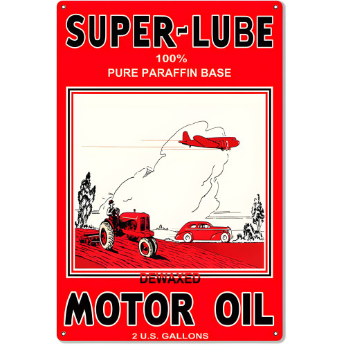 Super-Lube Motor Oil Metal Sign - 16" x 24"
