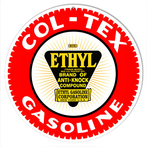 Col Tex Ethyl Gasoline Metal Sign - 14" Round
