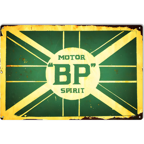 BP Motor Spirits Reproduction Metal Sign - 12" x 18"