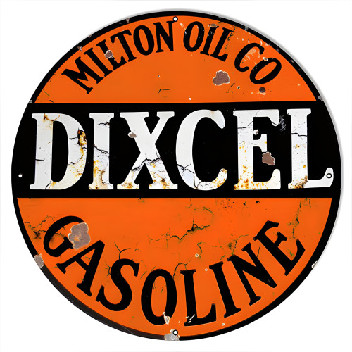 Dixcel Gasoline Reproduction Motor Oil Metal Sign - 24" x 24"