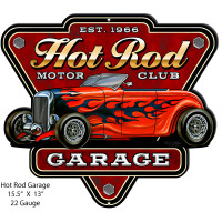 Hot Rod Motor Club Laser Cut Out Garage Art Metal Sign - 13" x 15.5"