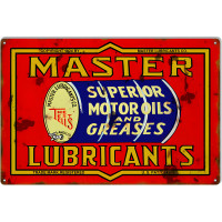 Master Lubricants Motor Oil Metal Sign - 12" x 18"