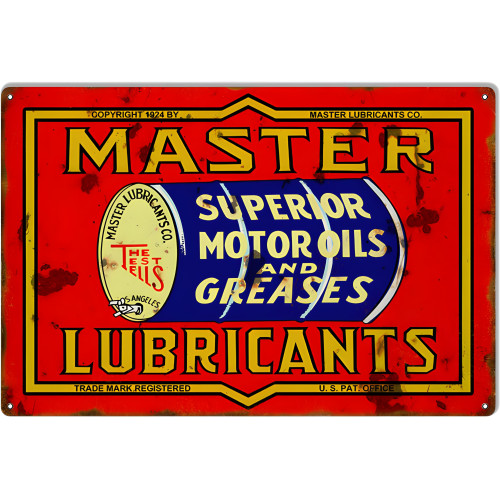 Master Lubricants Motor Oil Metal Sign - 12" x 18"