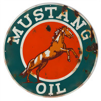Mustang Motor Oil Metal Sign - 30" Round