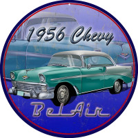 1956 Chevy Bel Air Metal Sign - 14" Round