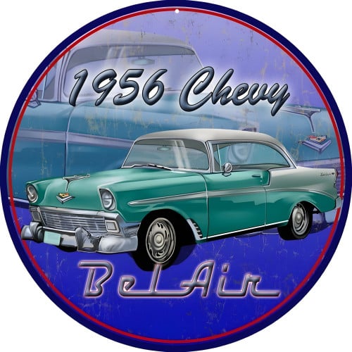 1956 Chevy Bel Air Metal Sign - 14" Round