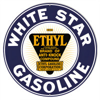 White Star Gasoline Motor Oil Metal Sign - 24" Round