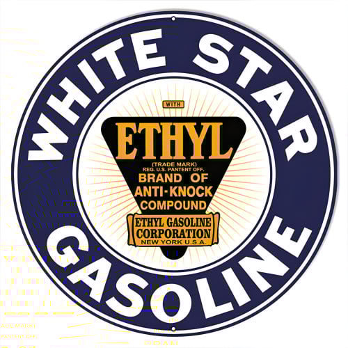 White Star Gasoline Motor Oil Metal Sign - 24" Round