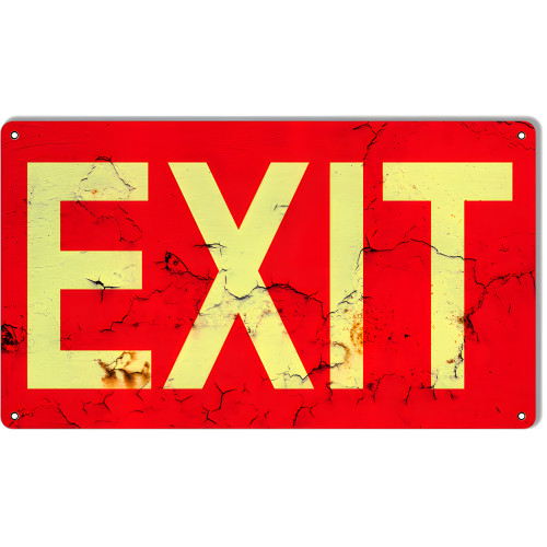 Aged Looking Exit Metal Sign - 8" x 14"