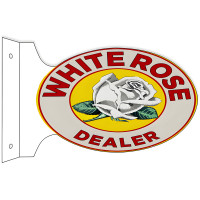 White Rose Dealer Double Sided Flange Metal Sign - 12" x 18"